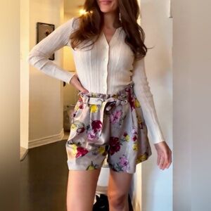 Zara floral shorts with belt